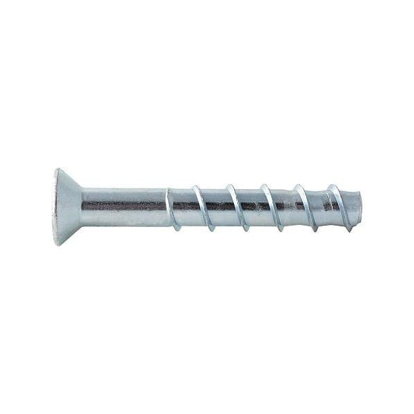 Concrete Screw Anchor, 1/2" Dia., Flat, 3" L, Carbon Steel Zinc, 50 PK